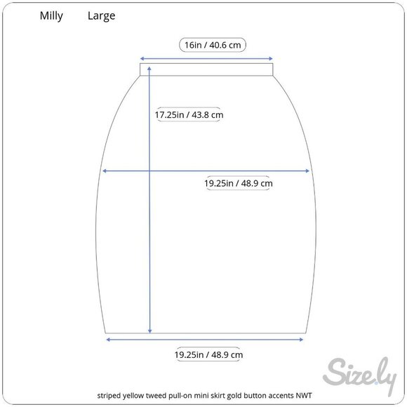 Milly Striped Yellow Tweed Pull-on Elastic Waist Mini Skirt Button Accents L NWT - Picture 9 of 9